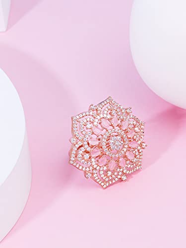 CZ Party Bling Brass Adjustable Ring For Women