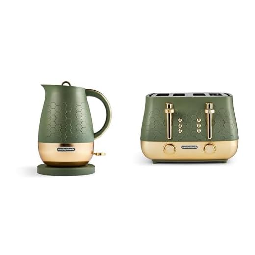 Morphy Richards Cassini Kettle and Toaster Bundle, 1.7L,3Kw Rapid Boil, Precision Pour Spout Kettle & 4 Slice Variable Browning and Width Slots Toaster, Matching Set, Olivine Green, 103022 | 243022