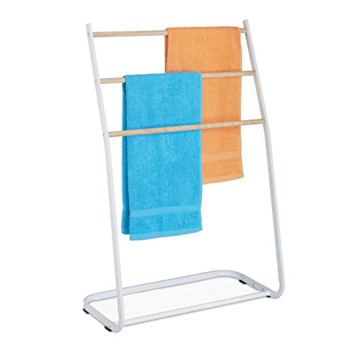 Relaxdays Handtuchhalter stehend, Metall, 3 Sprossen in...