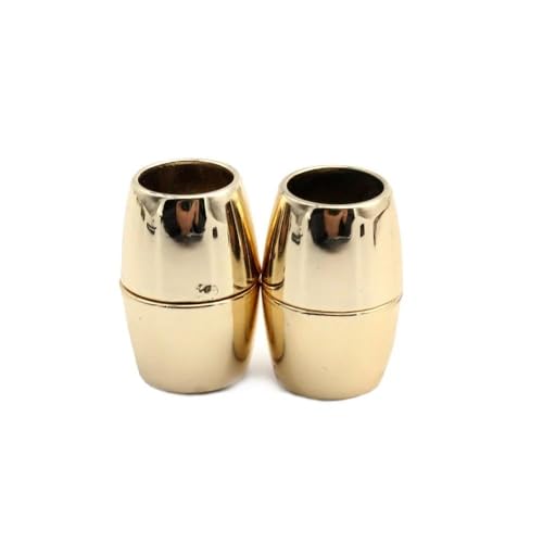 Image of Beadsnfashion 10 Pcs Oval Magnetic Leather Cord Connectors Clasp 16x8 mm, 4.75mm Hole Size- Gold Finish | Premium Magnetic Clasp for Jewellery Making, Bracelets & Necklaces | Essential Jewelry Findings for DIY Crafting