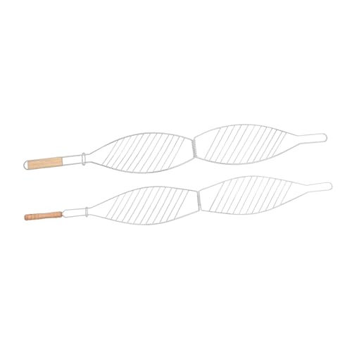 GANAZONO Fish Barbecue Clip Bbq Net Clamp with Round Net Rack 2pcs Stainless Grill Basket for Outdoor Grill