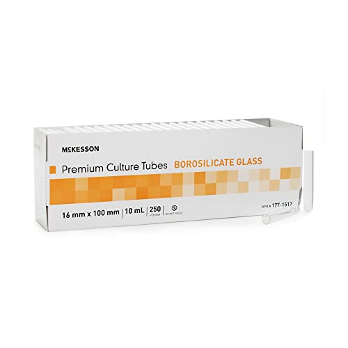 Mckesson 177-1512 Glass Culture Tubes, Borosilicate Test Tubes - Chemical Resistant Fire-Polished Rims For Labs cover