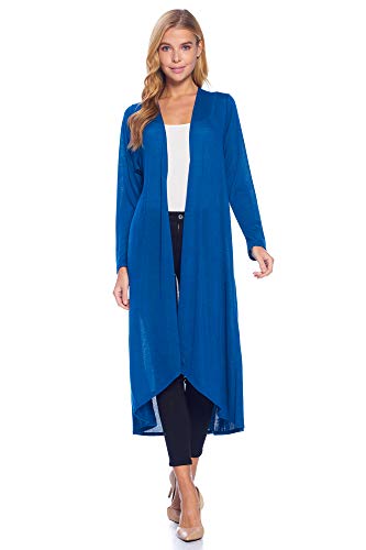 12 Ami Basic Knit Solid Long Sleeve Maxi Cardigan (S-3X) - Made in USA