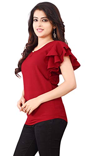 Image of DHRUVI TRENDZ Women's Plain Regular fit Top