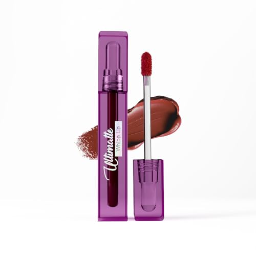 Image of Blue Heaven Ultimatte Whipp Lip Liquid Lipstick Waterproof Infused with Cocoa Butter & Rosehip Oil | Hydrating | Airy Mousse Texture | Soft Matte Finish | Intensely Pigmented | Seriously Brown | 3 ML