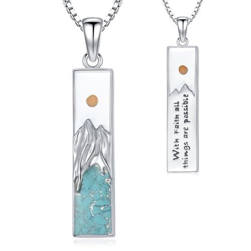 Mustard Seed Necklace for Women 925 Sterling Silver Mountain Necklace Faith Pendant Religious Christian Mustard Seed Jewelry Christmas Gifts for Women
