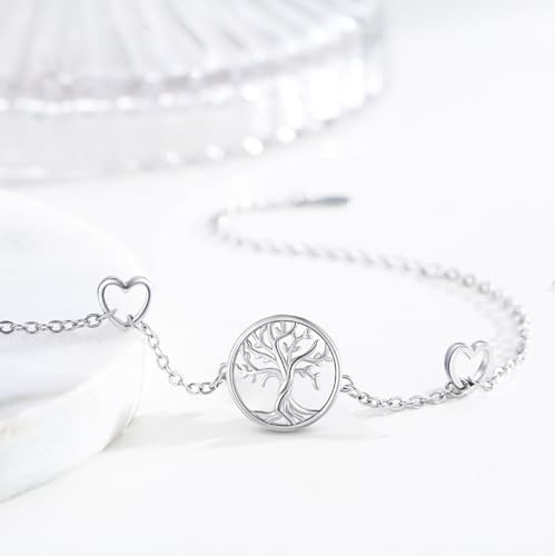 Tree of life Bracelets Sterling Silver Hypoallergenic Tiny Family Tree Good Luck Bracelet Jewelry for Mother3
