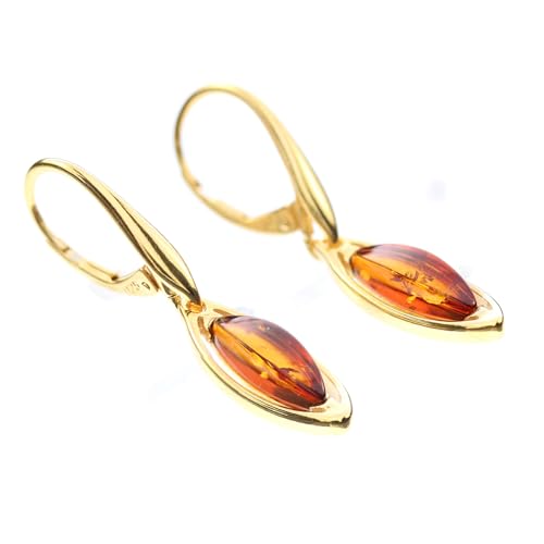 Boucles d'oreilles ambre argent 925 rhodié pendantes femme