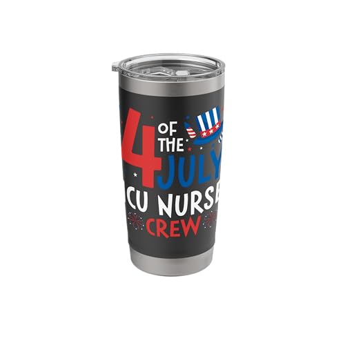 USA Patriotic Hat Fireworks 4th of July ICU Nurse Crew Stainless Steel Insulated Tumbler