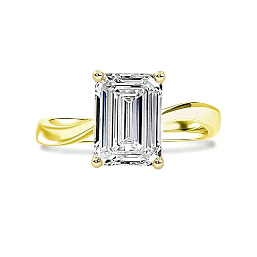 1-3 Carat Lab Grown Emerald Cut IGI CERTIFIED Diamond Engagement Ring Wedding Ring 10K 14K 18K Gold Engraved Name Rings (D Color VS-VVS)2