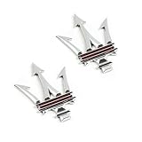 AULPEE 2PC Side Door Trident Emblem Stickers,Meserati 3D Rear Window Badge Compatible with Qvattroporte,Ghiblii Series Accessories(Chrome New)