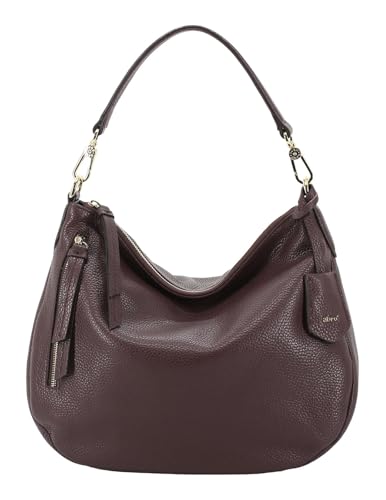 Abro Leder Schultertasche Umhängetasche Leather Adria Hobo Juna Burgundy beere