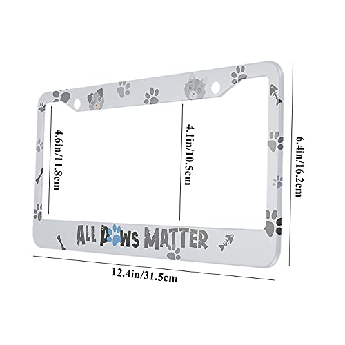 Ofloral All Paws Matter Aluminum Alloy License Plate Frame Cat Dog Lovers Blue Grey Cute Pawprints Fish Bones Applicable To Us Standard Car Metal Front Car Tag Frame Cover Holder For Women Men(1 Pack) #TOP1