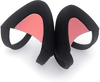 sciuU Decorative Cute Pink Cat Ears for Headphones, Decoration compatible with Headset HypreX Cloud/II/Flight, Lovely Kitty Adjustable Attachment Straps for Vedio Live Gaming Headsets - Black