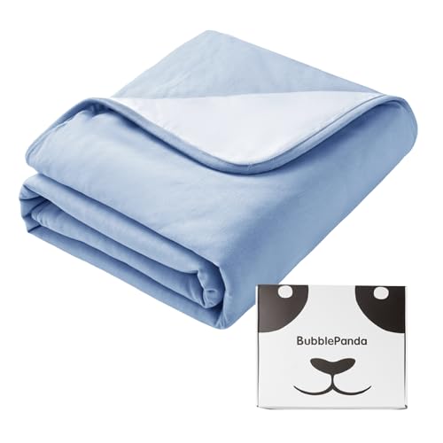Image of BubblePanda Rayon Made from Bamboo Baby Blanket for Boys Girls Neutral Soft Crib Blanket Toddler Quilt Comforter Newborn Nursery 30 x 40 Inch Blue