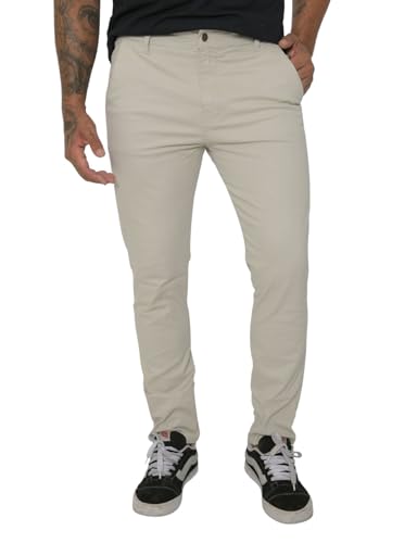Calça Masculina Sarja Bolso Faca Embutido Lycra Esporte Fino (BR, Numérico, 40, Regular, Regular, Bege)