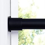 NICETOWN Premium Tension Curtain Rod Without Drilling for Window 28' to 48', Outdoor Curtain Rod, Rust Free and Non-Fall Down Doorway Curtain Rod, Cupboard Short Tension Rod, Black, 28' - 48'