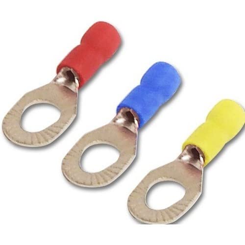 11452 Insulated Ring Terminal, Vinyl, Multiple Stud, Red, 22-16 Wire Size, 6, 8, 10 Stud Size, 200-Pack