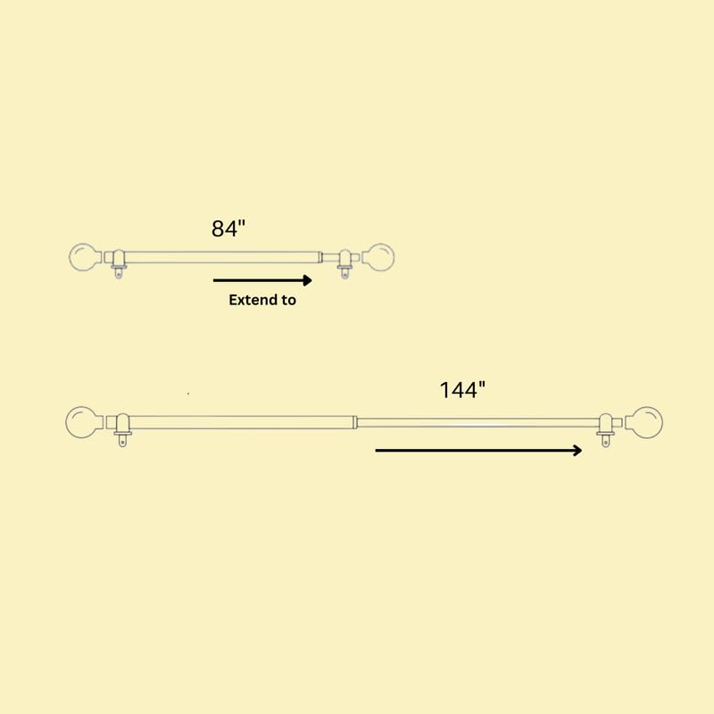 Image of The Decor Mart 52 inch to 144 inch Extendable Curtain Rod |1 inch Curtain Rods for Door & Windows Adjustable Iron Telescopic Drapery Bar with Wood Blend Finials | Wooden Finish