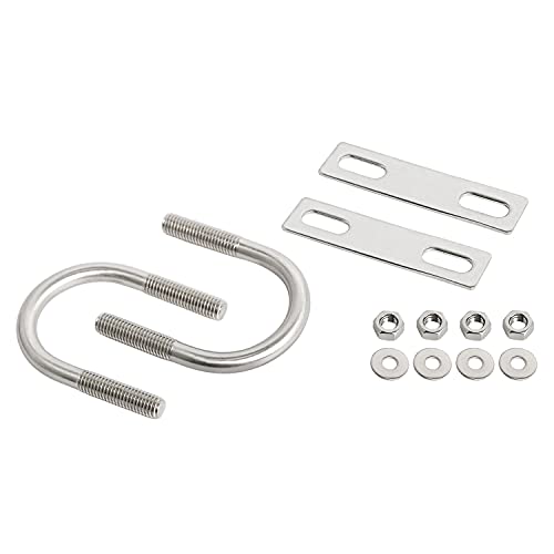 Image of Round U-Bolts 1.5In(38mm) Inner Width M8 Thread 304 Stainless Steel Silver with Plates Nuts Flat Washers for CarRVTrailer Bumper, 2Pcs, M8x38mm