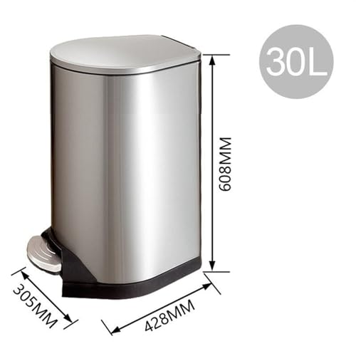 Bote de basura de acero inoxidable 30L con pedal y tapa miniatura 2