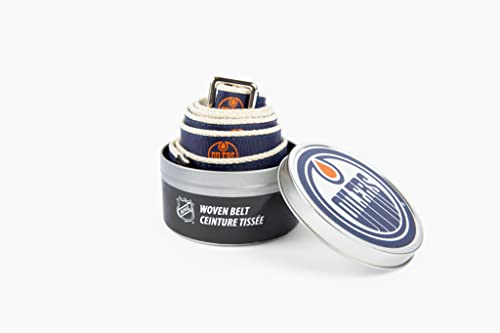 GELLS Edmonton Oilers NHL Hockey Belt Officially Licensed With Nickel Finished Brass Buckle And Logo Tin Adult Size Large