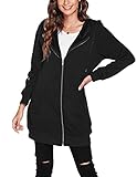 ACEVOG Women's Long Hoodies Casual Zip Up Sweatshirt Fleece Tunic Jacket with Pockets