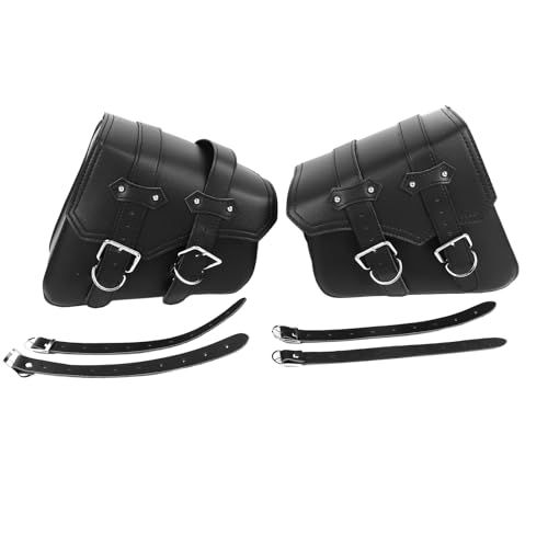 Alforjas de motocicleta de cuero sintético negro, 2 piezas de gran capacidad, impermeables, con correas ajustables, bolsas rígidas para herramientas deportivas universales miniatura 7