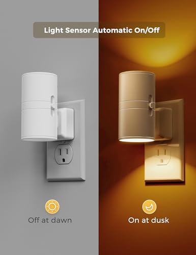 Image of L LOHAS LED Night Light, Amber Nightlight, Dimmable Night Light 100LM, Light Sensor, Yellow Nightlight, Sleep Light for Kids, Soft & Warm Light for Bedroom, Hallway, Bathroom, 2 Pack