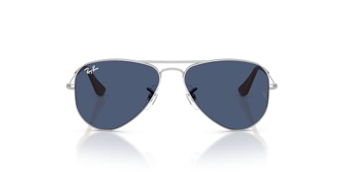 Ray-Ban RJ9506S Metal Aviator Sunglasses, Silver/Dark Blue, 52 mm