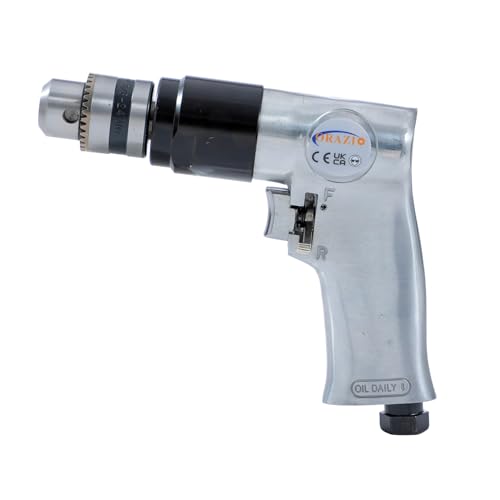 ORAZIO Druckluft bohrmaschine mit Rechts-/Linkslauf 10mm, umschaltbarer Druckluftbohrer mit Schlüsselbohrfutter 212512