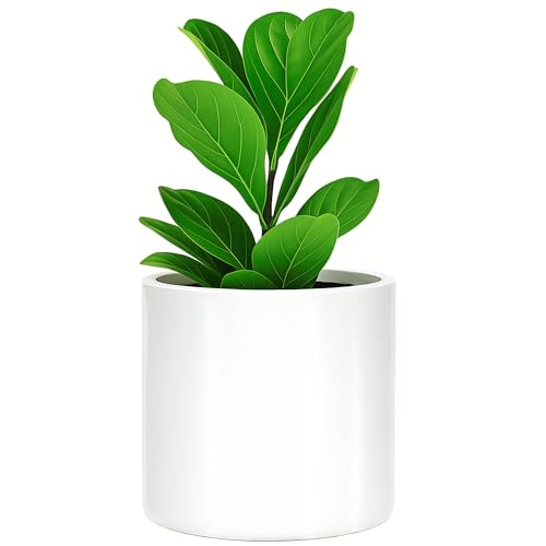 Fox&Fern Übertopf M - Blumentopf Gross inkl. Wasserabfluss - Blumentopf hoch 24cm - Übertöpfe für Zimmerpflanzen - 25cm Durchmesser - Pflanzentöpfe groß - Plant Pot - weiß