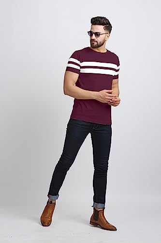 Image of AUSK T-shirt for Mens Double Stripes on Chest