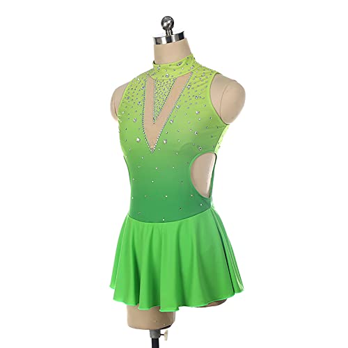 Costume patinage artistique vert pour gala de danse et gym L