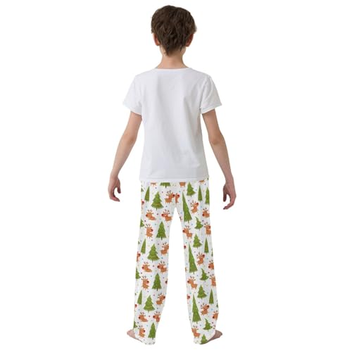 ZZXXB Reindeer Xmas Tree Star Boys Long Pants Soft Trousers Elastic Waist Kids Lounge Bottoms with Pockets S-XL3