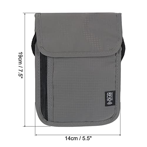Image of PATIKIL Neck Wallet, Passport Holder Neck Pouch RFID Blocking Waterproof Neck Travel Wallet for Women & Men, Gray