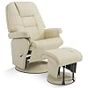 MCombo Swivel Glider Recliner with Ottoman Reclining Chair with Adjustable Back Faux Leather Upholstered Lounge Chair for Living Room Bedroom 4800 Cream White