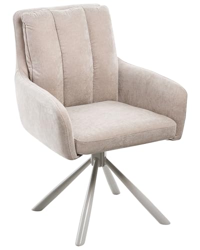 Beliani Conjunto de 2 sillas giratorias de Comedor Modernas de Tela Asiento Acolchado Patas de Metal Beige Sardoal