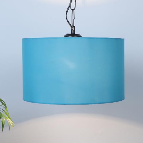 Image of tu casa Aqua Color Fabric Glow Pendent Light Hanging Lamp for Bedroom, Living Room, Lounge, Office, Gifting Area Without Bulb for Home Decoration (Height - 20 inch)