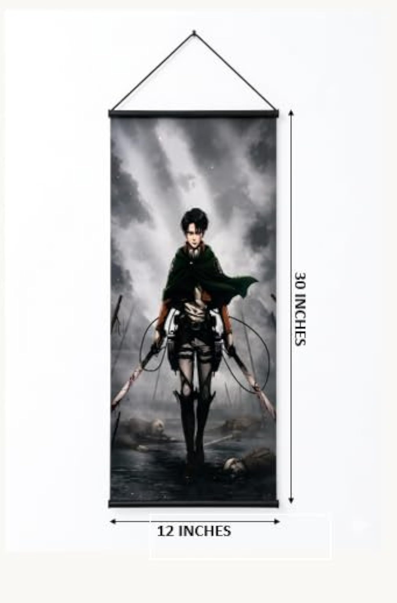 LEVI (Attack on Titan) Anime Wall Scroll Poster, 12x30 Inches
