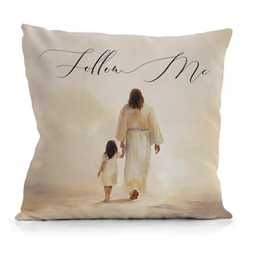 Christian Jesus Christian Pillow Covers 18x18, Follow Me Christian Decorations for Home, Religious Christian Art Gifts, Christian Home Room Decor, Christian Art Decorative Pillow Covers for Couch