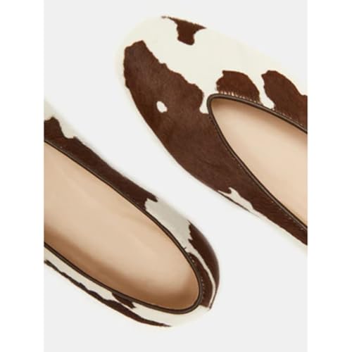 Arqa Women's Round Toe Studded Leather Slippers Comfortable Casual Soft Slip On Suede Leather Ballet Flats Dressy Simple Ballerina Walking Low Heel Shoes3