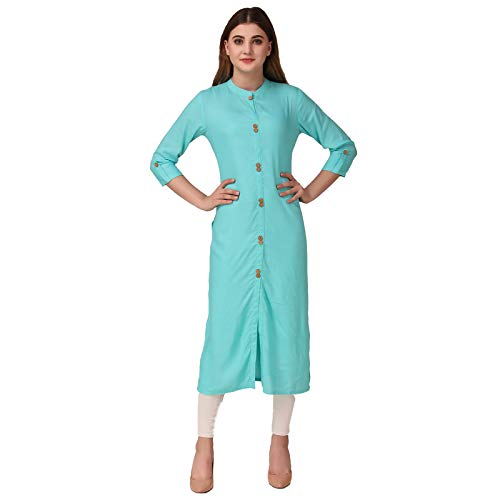 Image of NEW4U Women's Solid Rayon Straight Kurta
