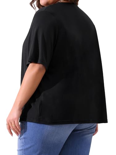 Image of Agnes Orinda Plus Size Cardigan for Women Button Down Sheer Round Neck Short Sleeve Knitted Sweater