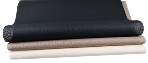 Image of KCS 3 pc of 15 inch x 18 inch(38cmx45cm) 16 Count Cross Stitch Cotton Aida Cloth Needlework Rolled Fabric Box,16CT,Ecru+Coffee+Black