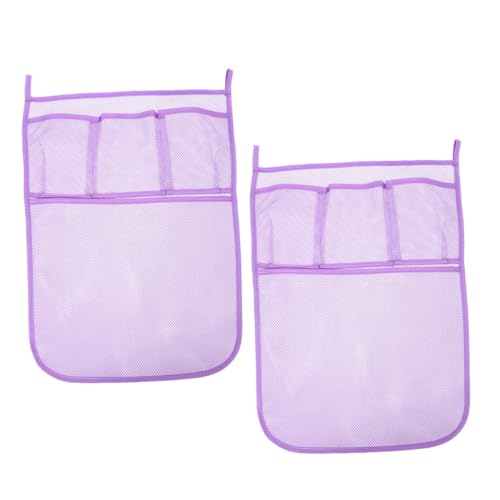 KOMBIUDA 2個 バスルームのおもちゃの収納袋 お風呂のおもちゃかご シャワーおもちゃオーガナイザー 浴槽のおもちゃ用バスネット お風呂のおもちゃ収納 Violet メッシュクロス