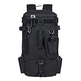 [fancyfly] 釣りリュック メンズ 大容量 フィッシング 登山 リュックサック 多機能 バックパック 防水 アウトドア リュック タックルバッグ 5way キャンプ 旅行 防災 サバイバル 15.6インチ ルアー Dリング オリーブ (ブラック)