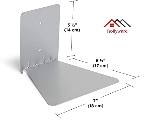 Image of ROLLYWARE Unique Design Invisible Bookshelf Metal Heavy Floating Book Shelf Wall mountad Shelf Holder Hanging Home Storage Rack for Home Wall Decoration (Hold Upto 10 Books per self) Pack of 6
