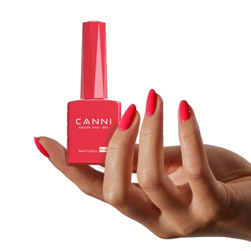 Image of CANNI Bright Red Gel Nail Polish, 1Pcs Red Gel Polish Color Nail Polish High Gloss Soak Off U V Nail Manicure Salon DIY
