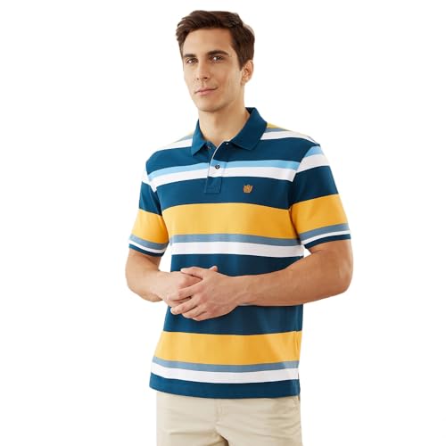 Image of FAHRENHEIT Poly Cotton Stripe Pique Polo Short Sleeves T Shirt